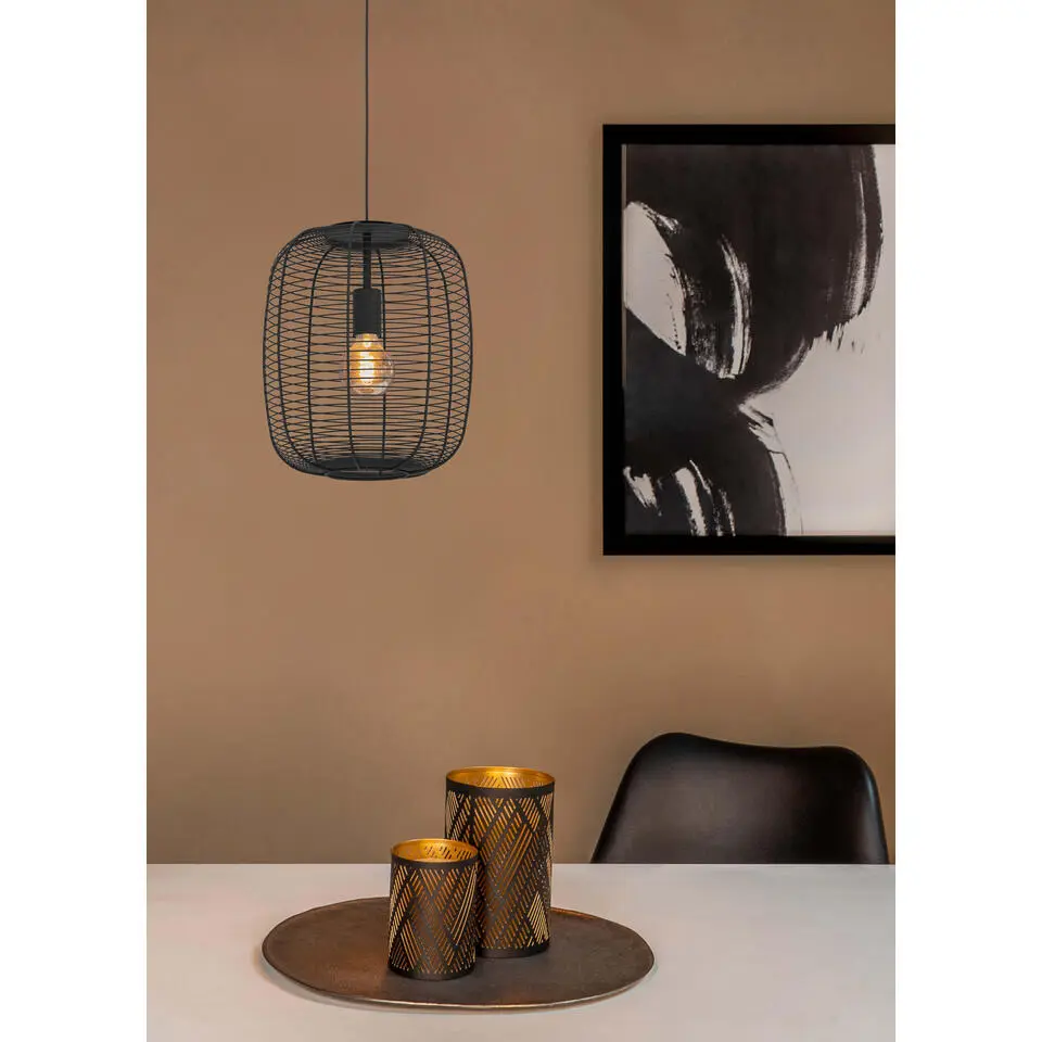 EGLO Derwen Hanglamp - E27 - &Oslash; 32.5 cm - Metaal - Zwart