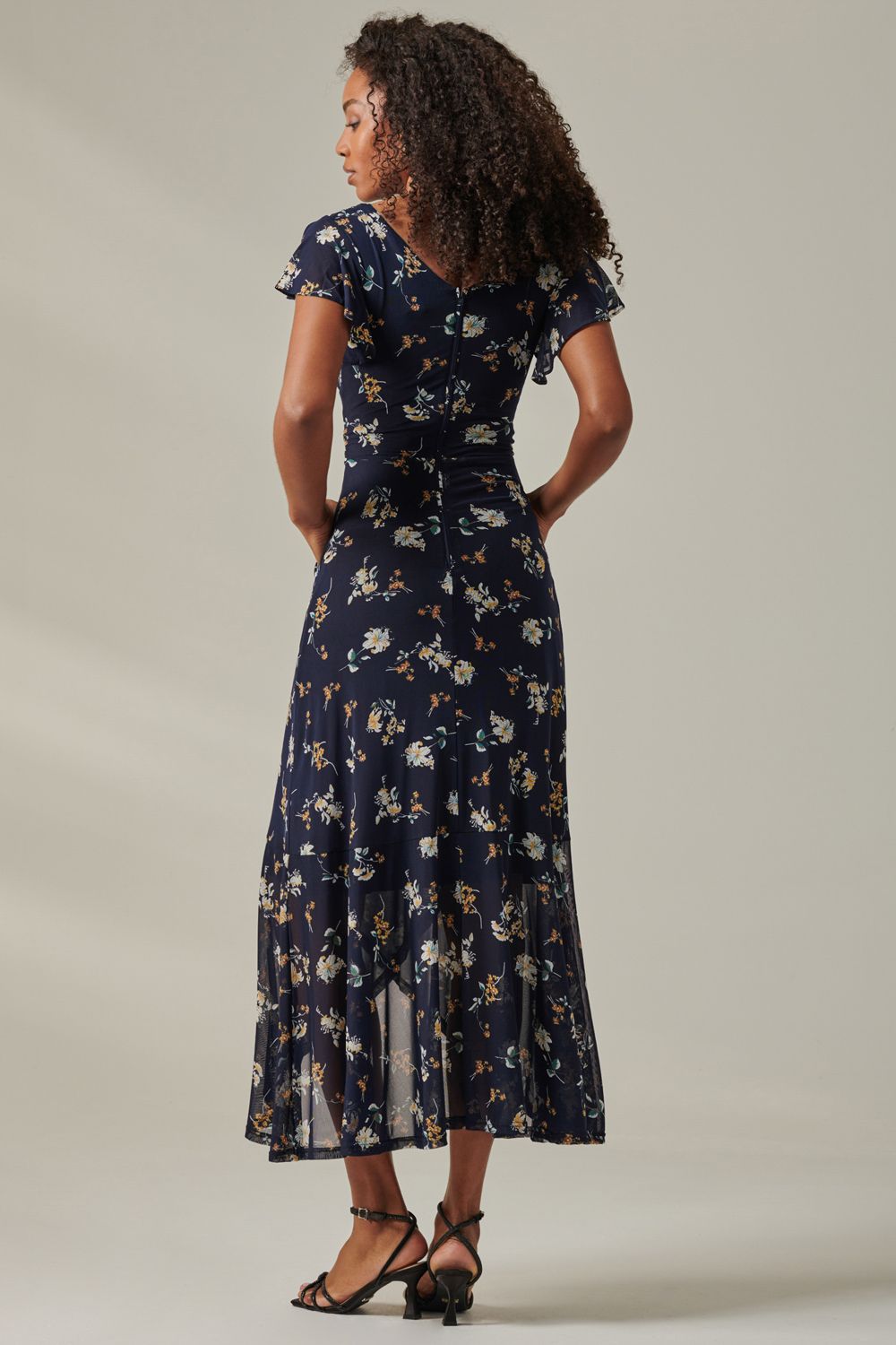 Jolie Moi Heleyna Ruffle Hem Mesh Maxi Dress