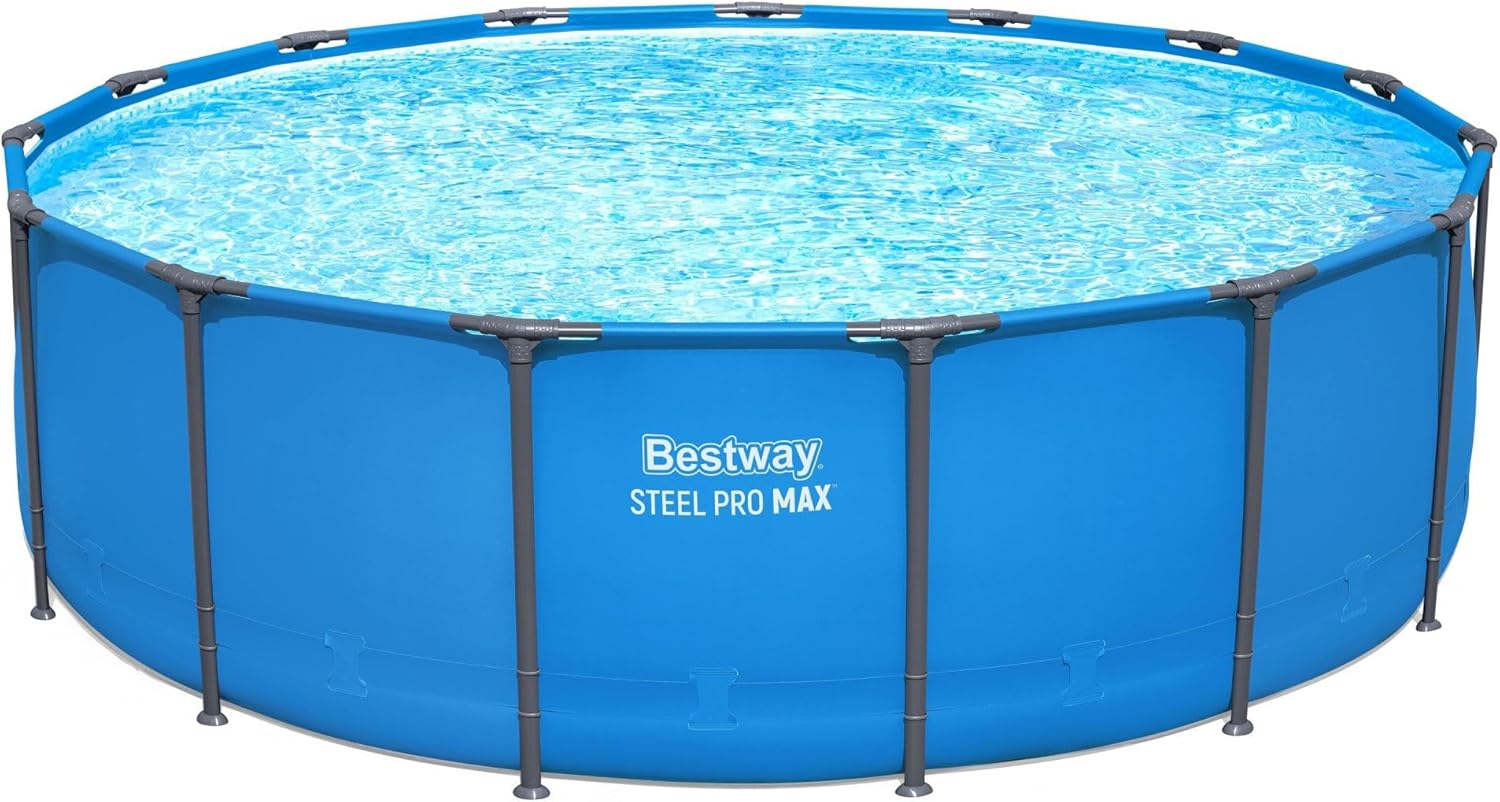 Bestway Steel Pro MAX 15’ x 48 Above Ground Pool  Round Metal Frame Outdoor Swimming Pool for Backyard  Blue  Pool ONLY