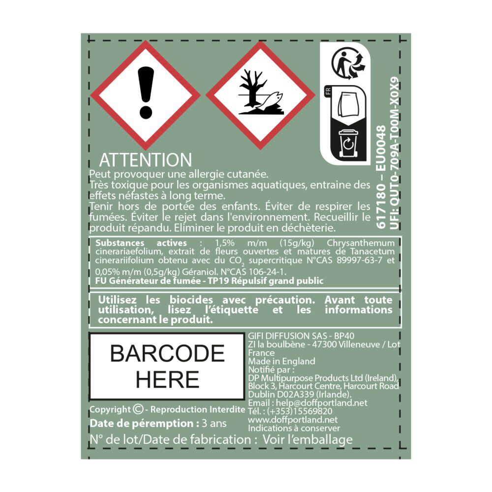 Lot de 12 papiers anti-moustiques à consumer