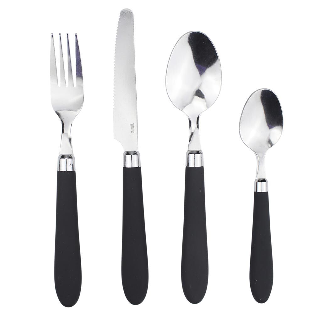 Ménagère 24 pièces inox manche antidérapant soft touch noir