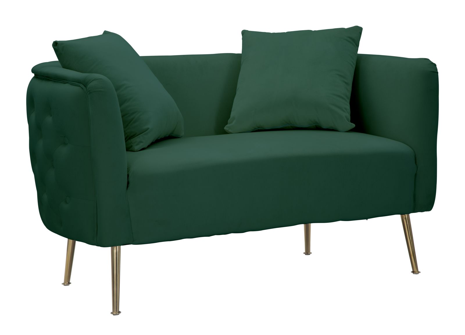 Bucarest - 2-sitzs Bank in metaal en stof goud en groen