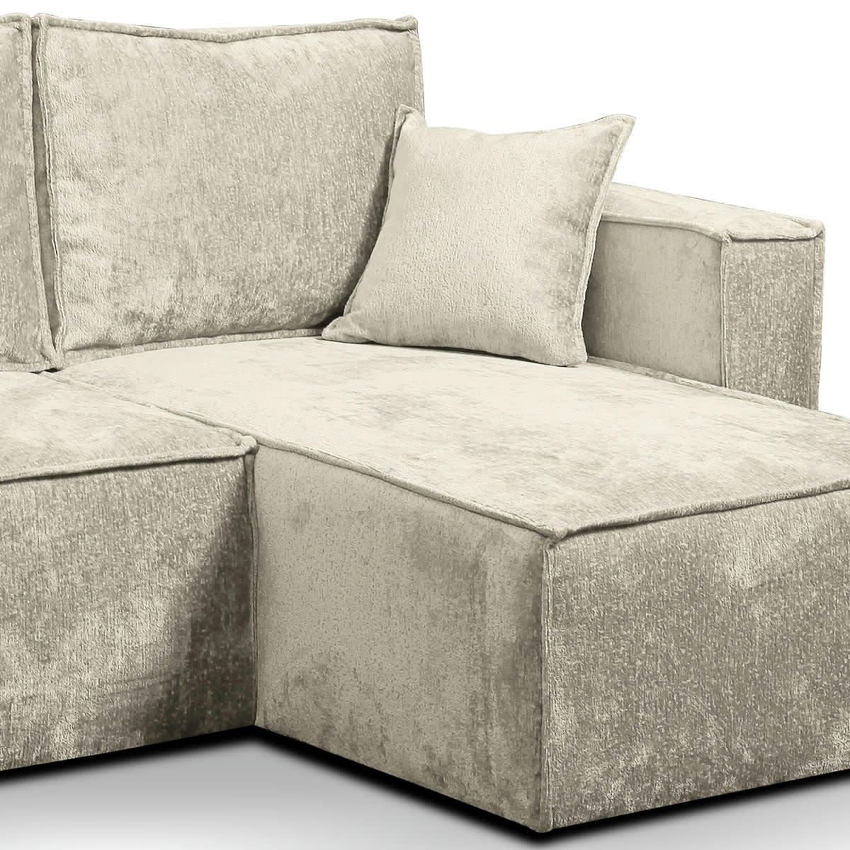 - Canapé d'angle réversible convertible 3 places coffre velours beige