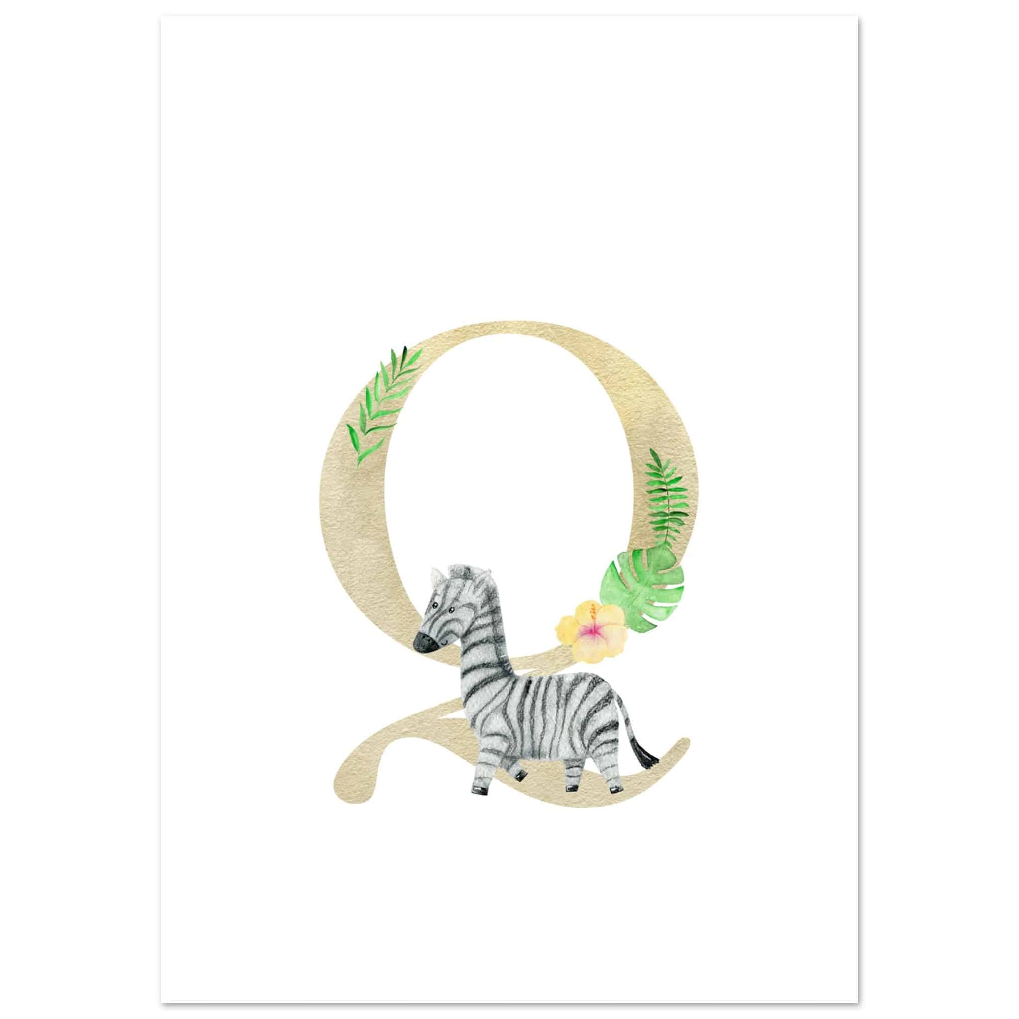 Artfulprints Poster Letter Q kindernaam  - A4 21x29.7 cm - Meerkleurig