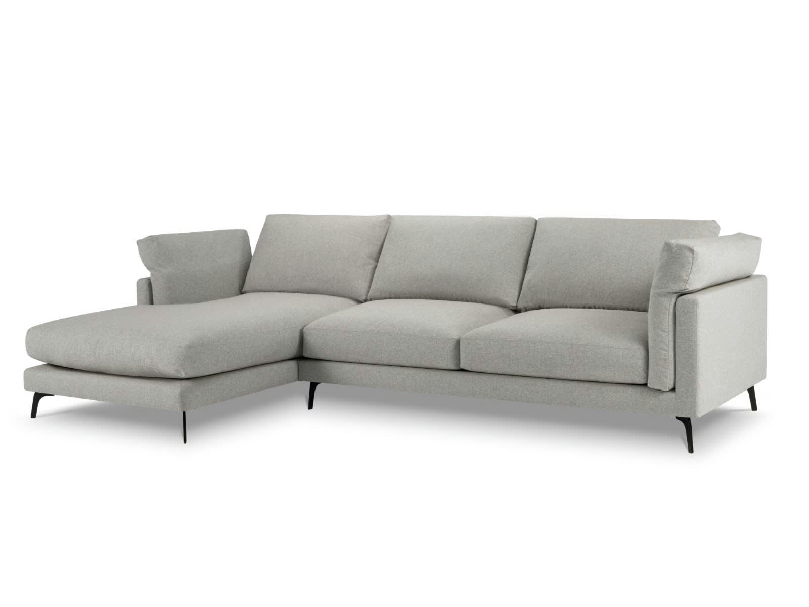 CAMILLE - Canapé D'Angle Gauche 5 places en Tissu Structurel Beige