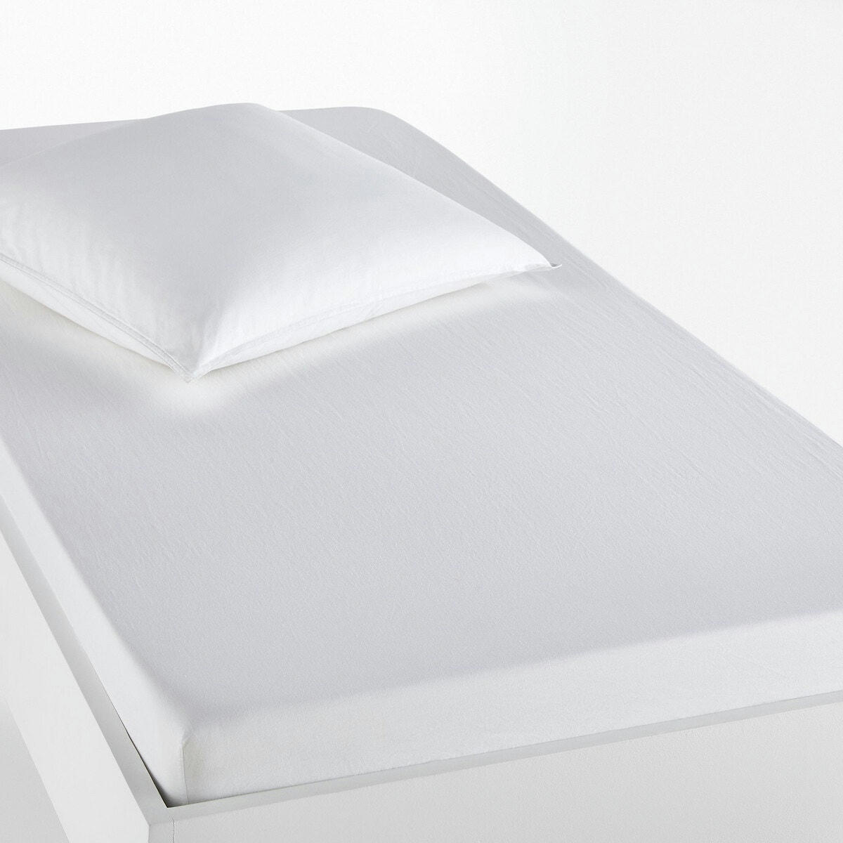 Drap housse enfant uni en coton lavé, Scenario