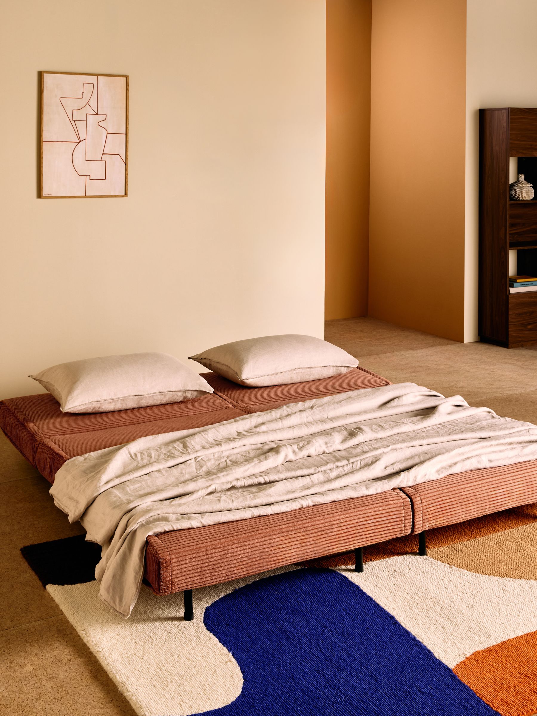 Haru 4 Seater Sofabed in Nutmeg Orange Corduroy