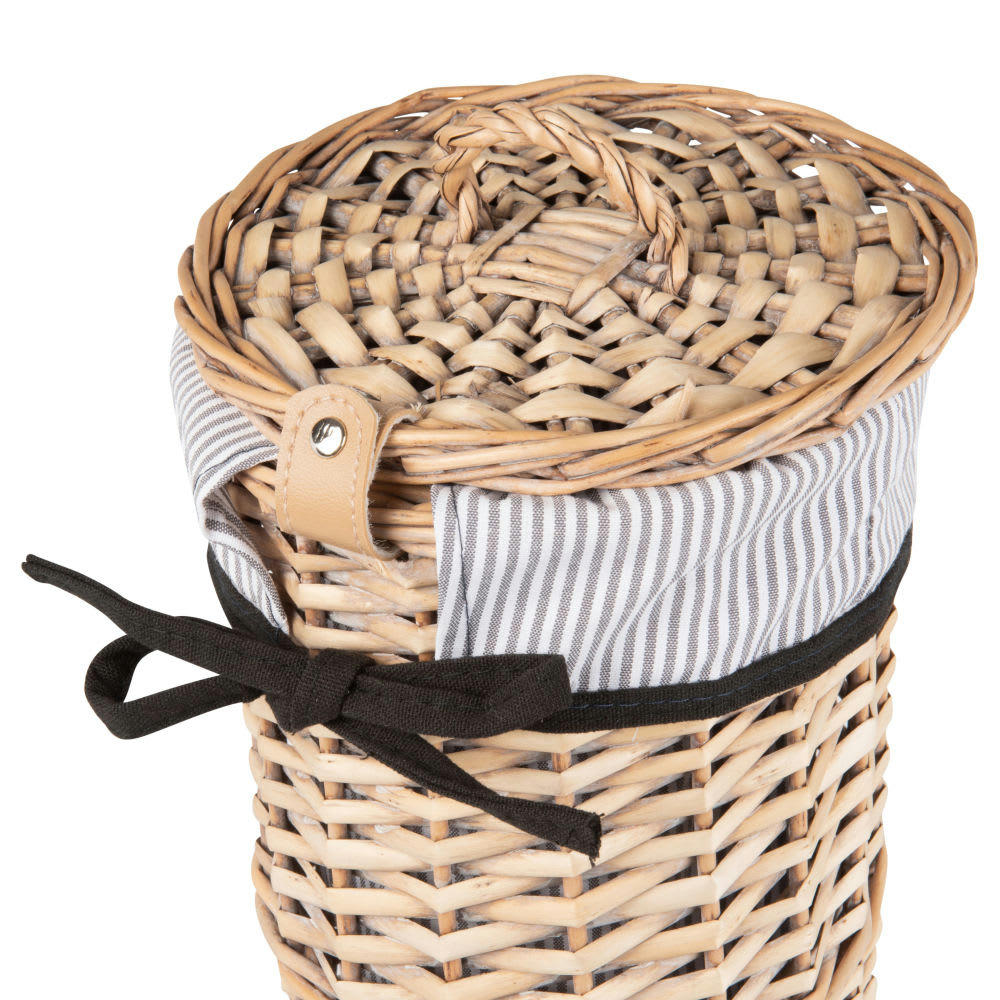 - Panier à papier toilette tressé avec ruban noir H47