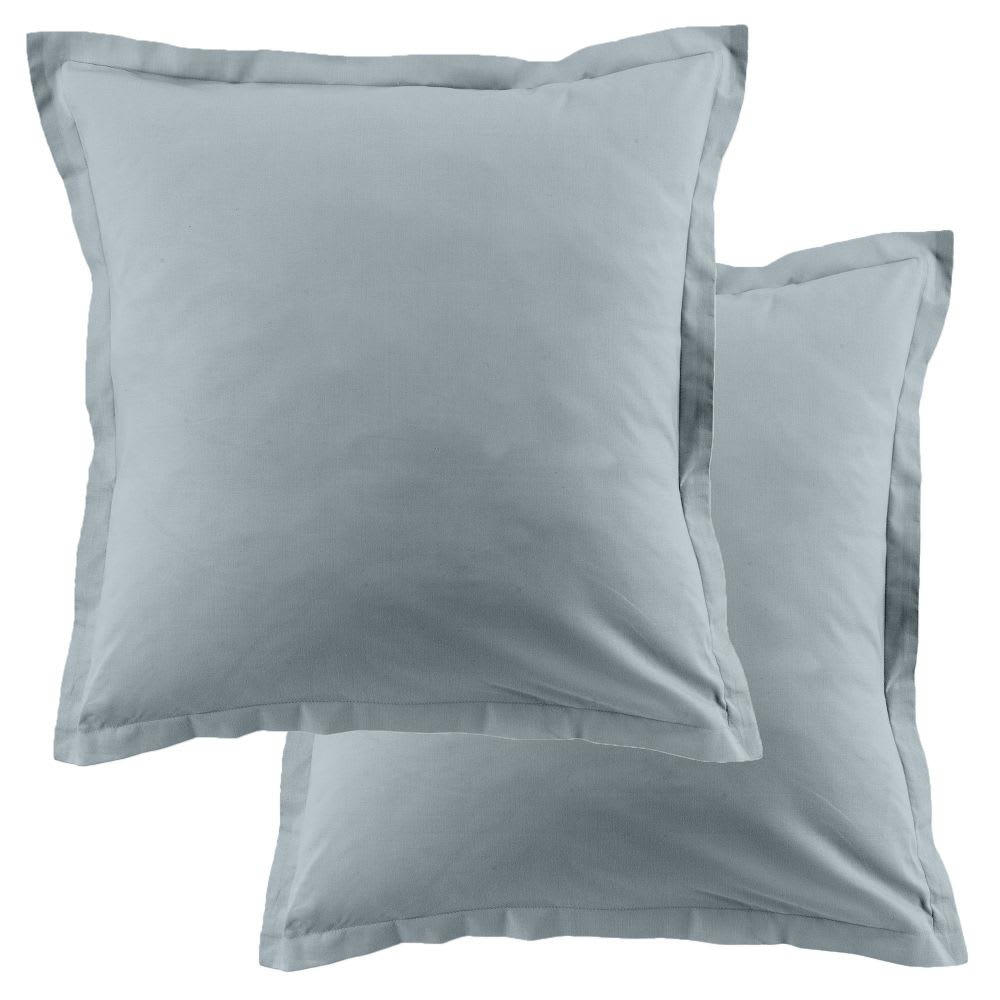 - Lot de 2 taies d'oreiller carrées coton bleu polaire 63x63 cm