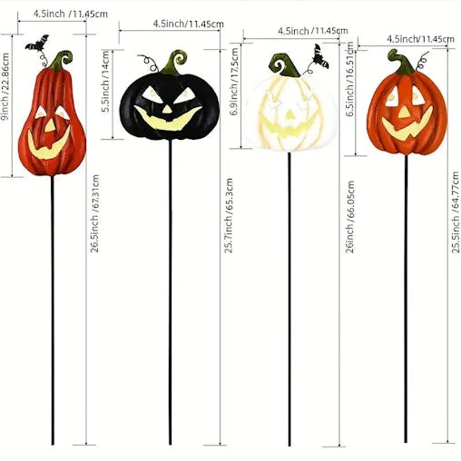 NNETM Spooktacular Glow: Set of 4 Halloween Fluorescent Pumpkin Yard Signs