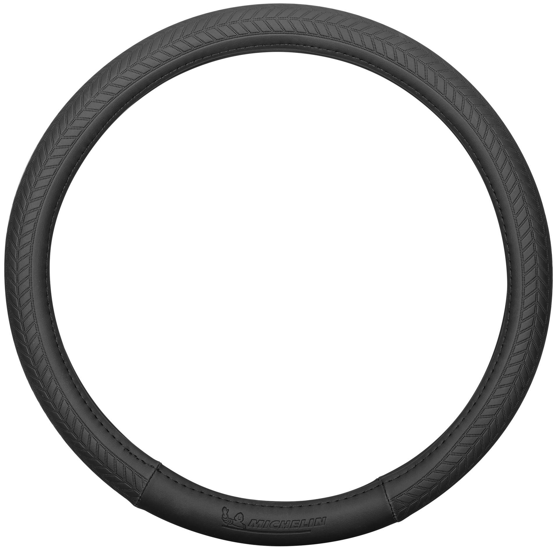 Michelin Track Faux Leather Steering Wheel Cover, Black
