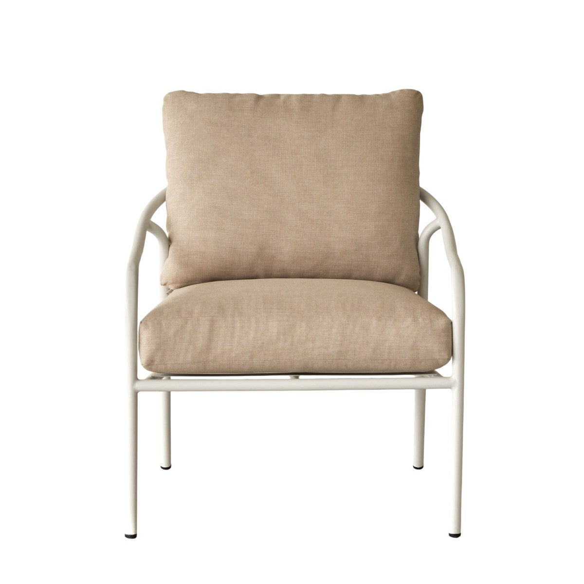 Tikamoon - Tuinstoel van ecrukleurige stof en wit metaal Luca