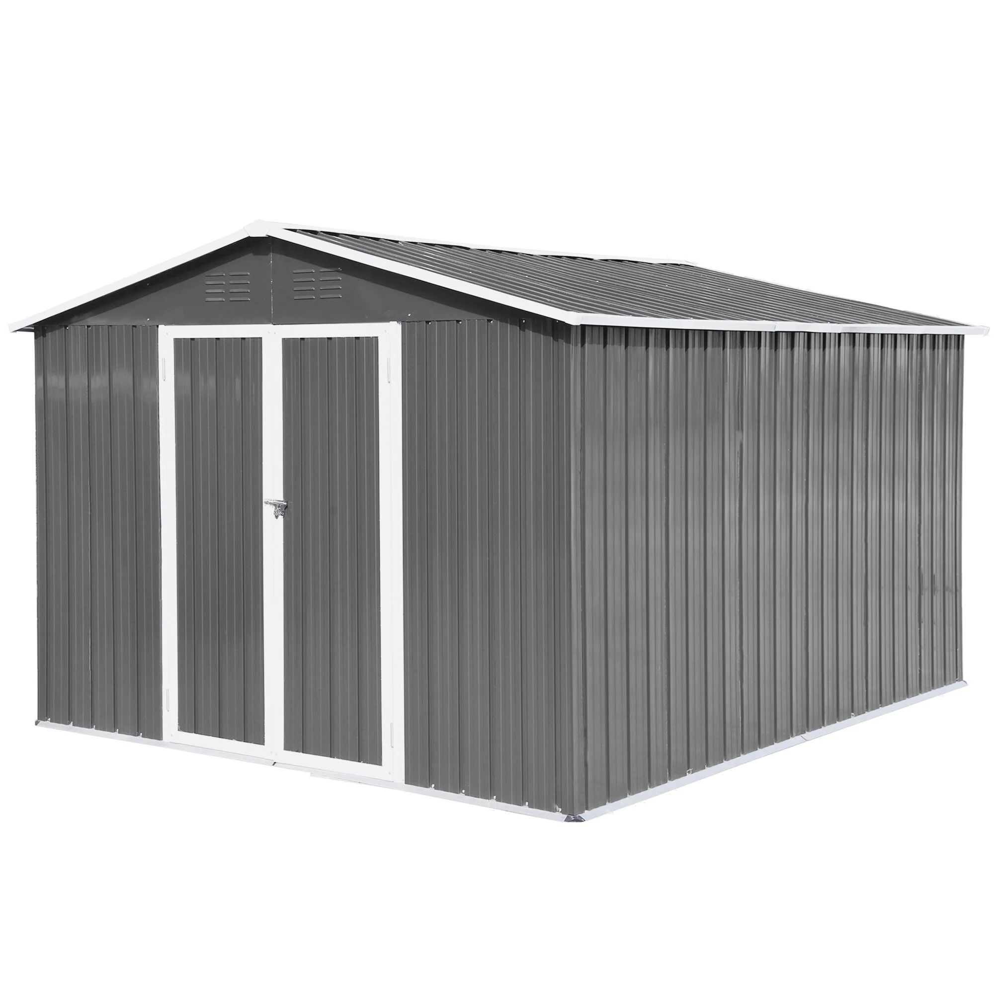 Metal Roof Shed with Hinged Door & Integrated Vents Weather-Resistant Garden Storage Shed with Heavy-duty Padlock