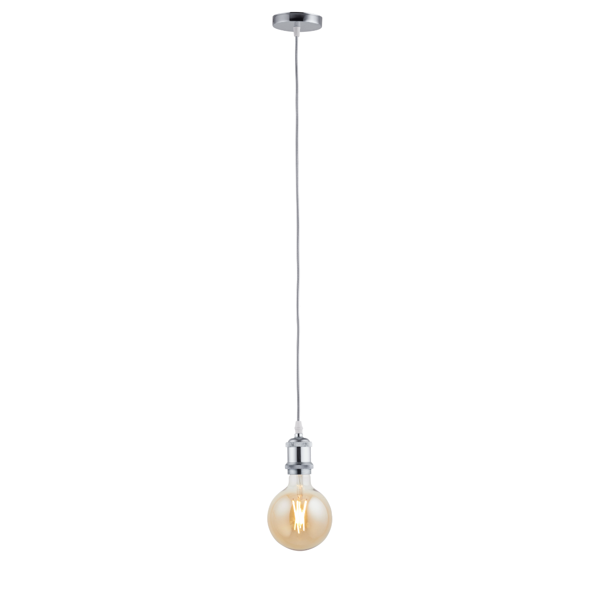 Lighto | Pendel Chroom | Inclusief Lichtbron Goud | Vintage | 1.5m Snoer | Met Plafondkap