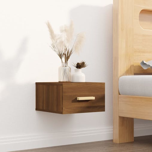 NNEVL Wall-mounted Bedside Cabinets 2 pcs Brown Oak 35x35x20 cm