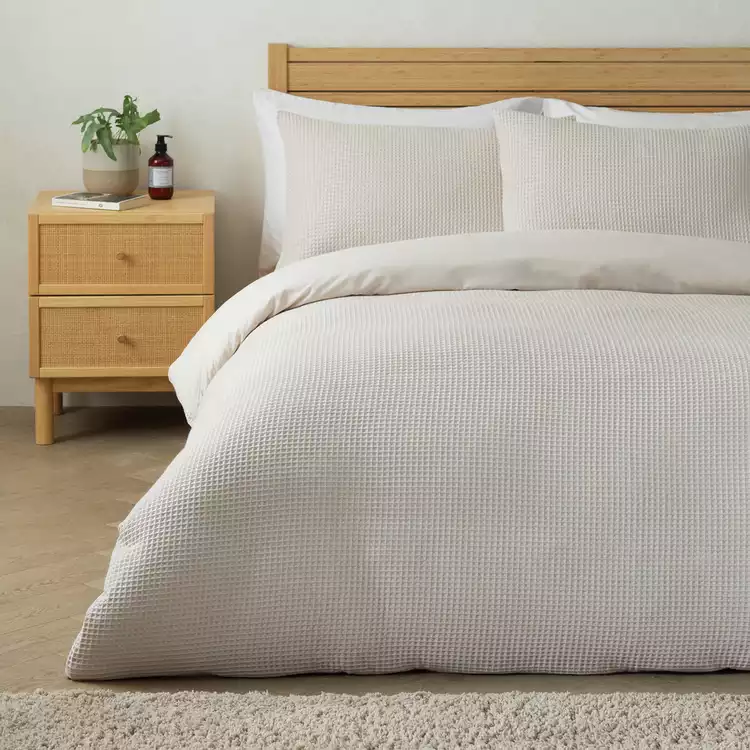 Habitat Chunky Waffle Cream Bedding Set - Single