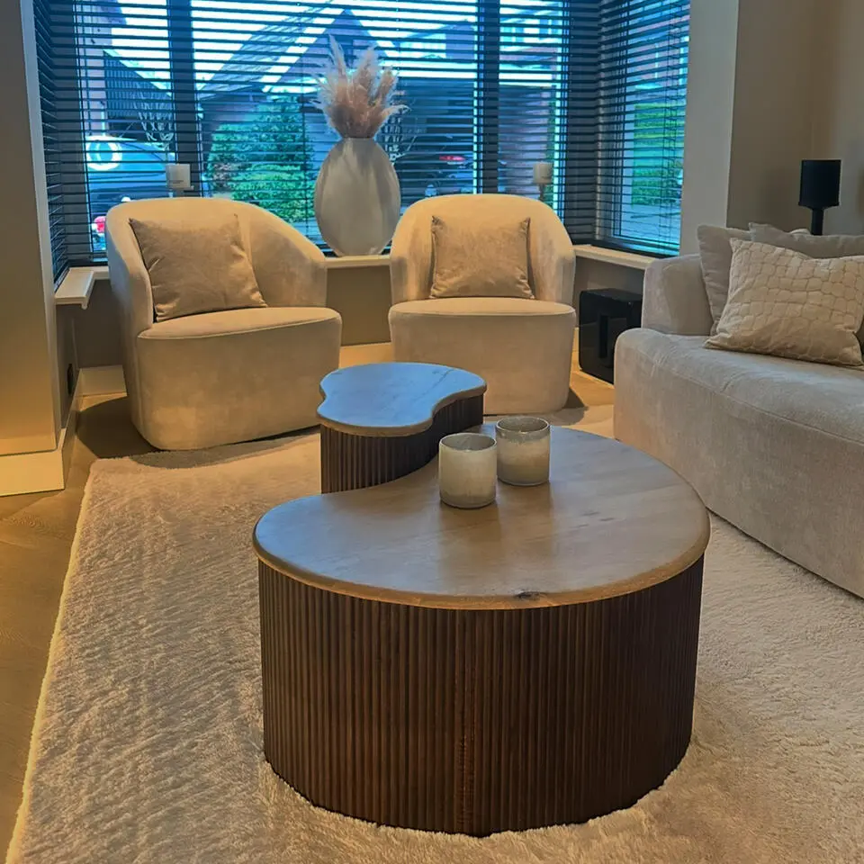 Lewis & Loft Salontafel Lena - Organisch vorm - Bruin - Set van 2