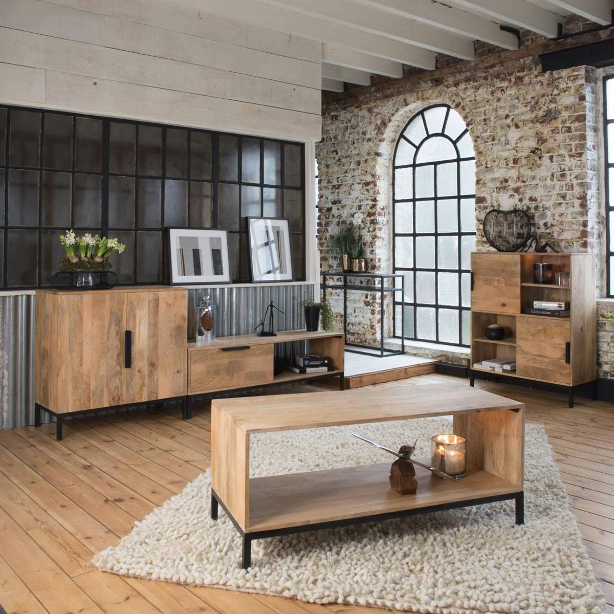 PIA - Buffet en bois noir 85 cm