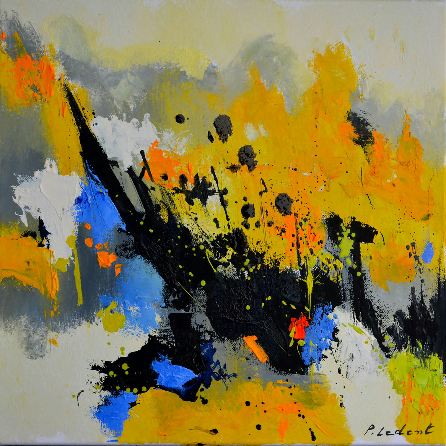 - Tableau abstrait éclaboussure imprimé sur toile 100x100cm