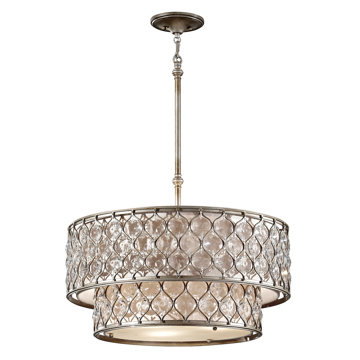 Żyrandol oksydowany srebrny Lucia 6xE27x60W wym:198x62,2x62,2 Feiss