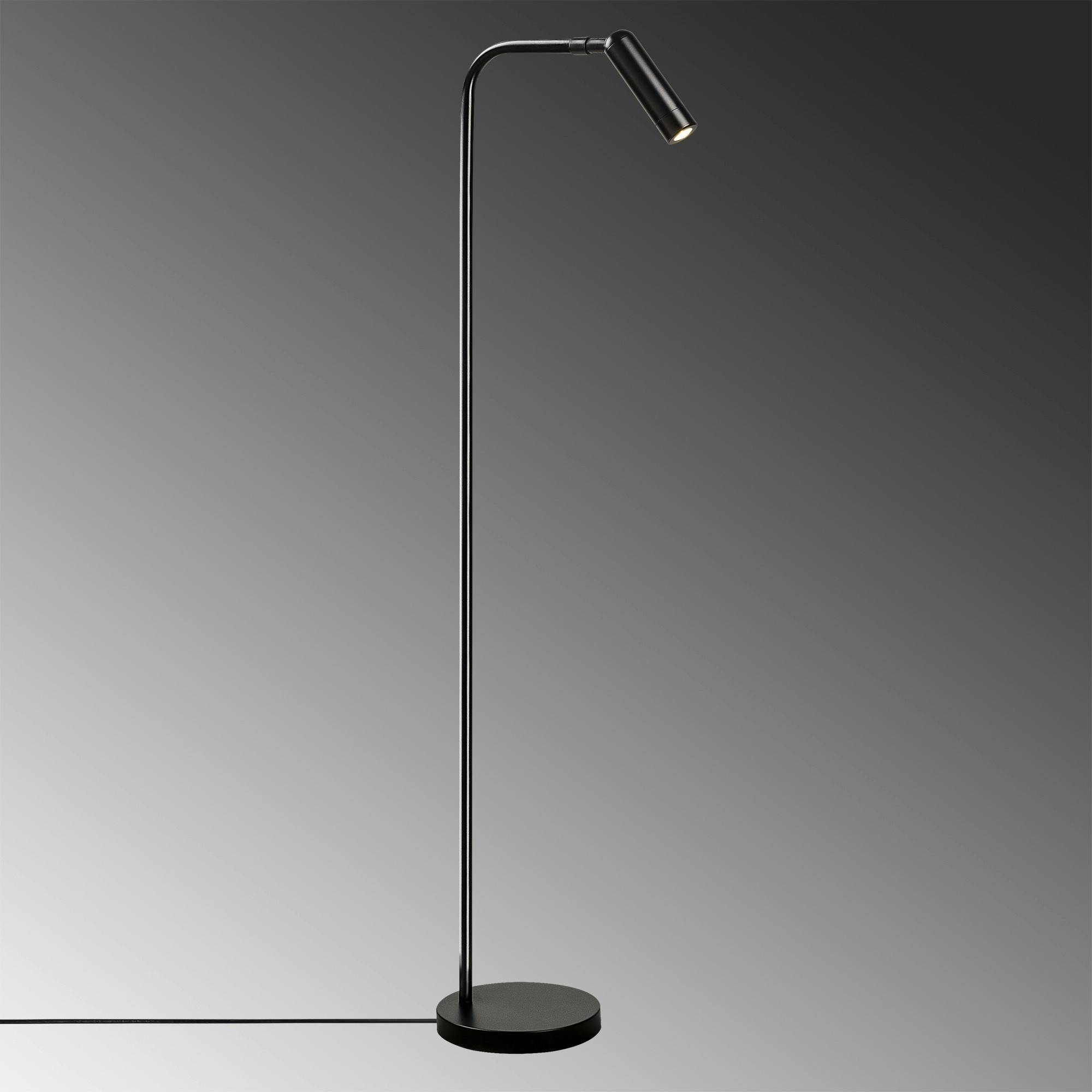Lampadaire design noir minimaliste à tête orientable SILE