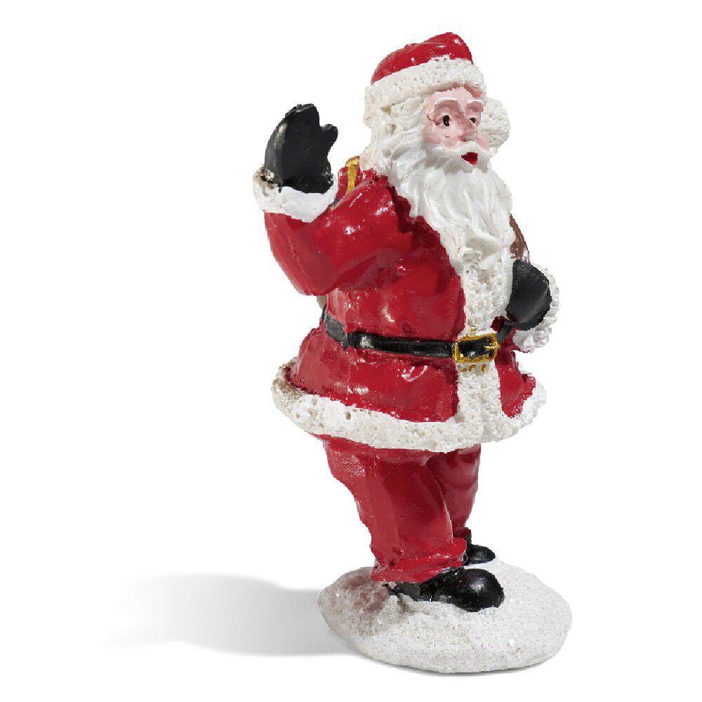 Père No&euml;l avec hotte rouge blanc noir en résine