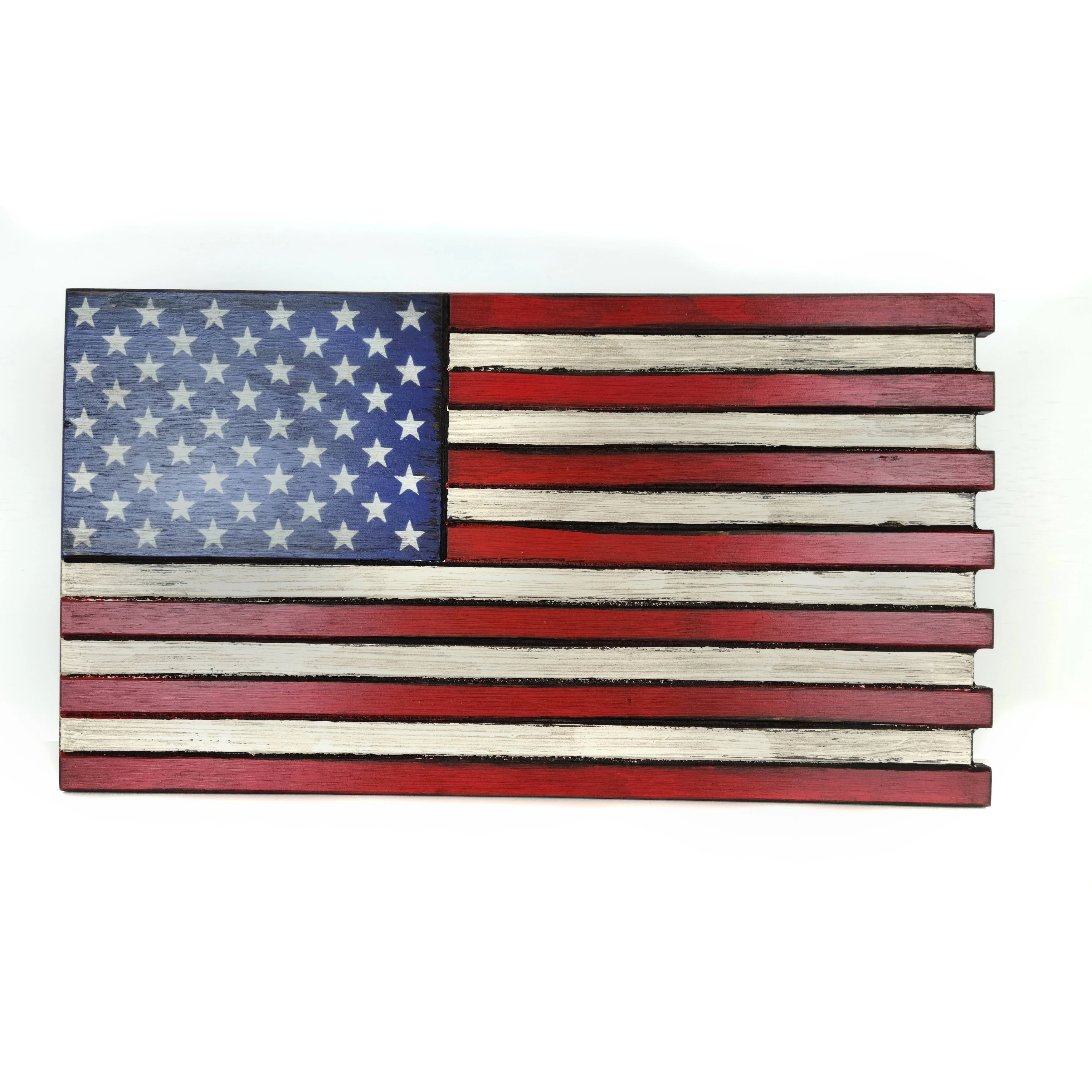 American Furniture Classics Model Mini American Flag Wall Display with Hidden, Locking Gun Concealment