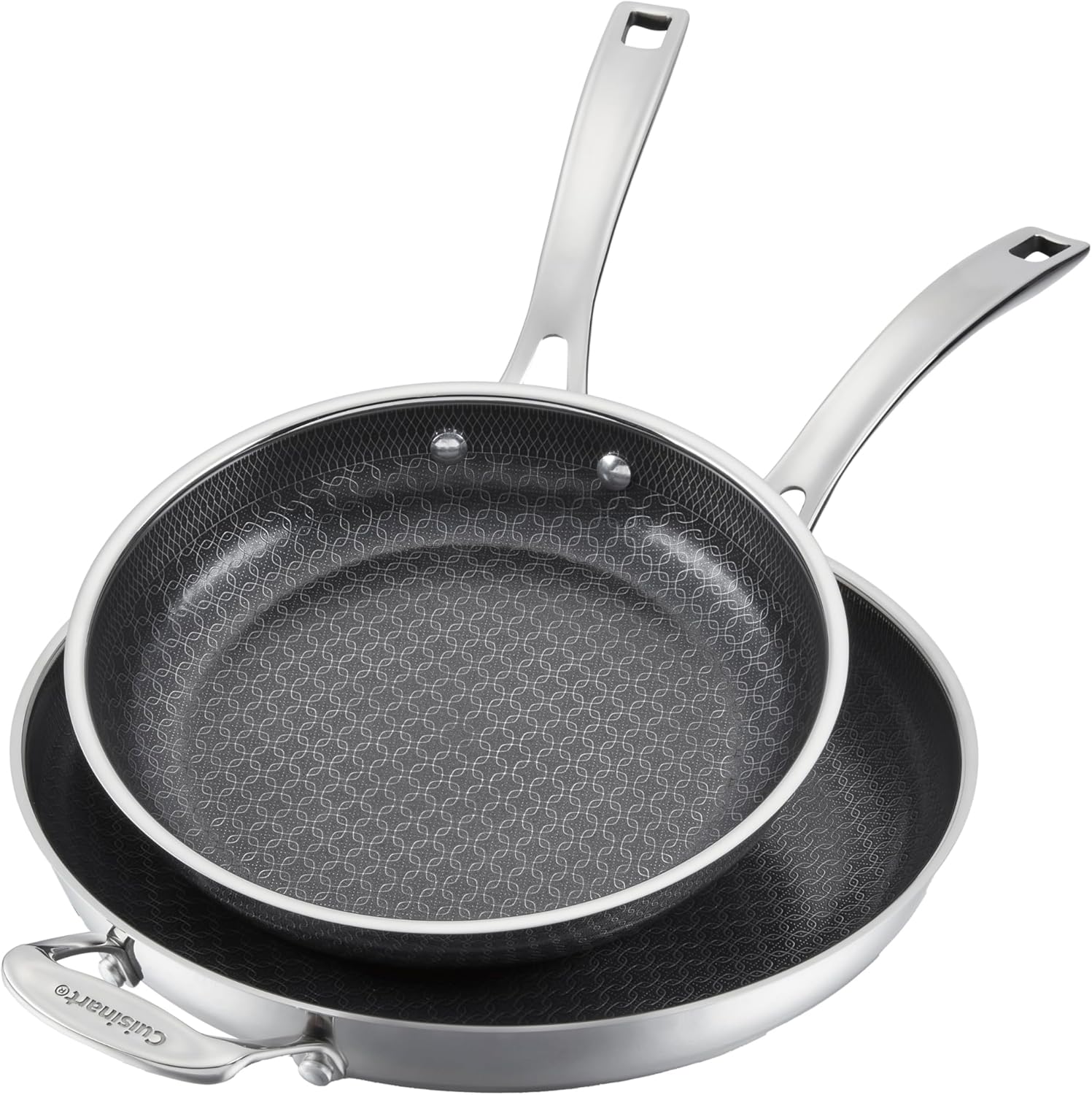 Cuisinart FusionPlus Hybrid Nonstick Stainless Steel Cookware Set, 2-Piece Skillet Cooking Set with PFAS-Free PURELYSEAR Ceramic Non Stick Technology, Scratch Proof, Cool Grip Handles, Dishwasher Safe