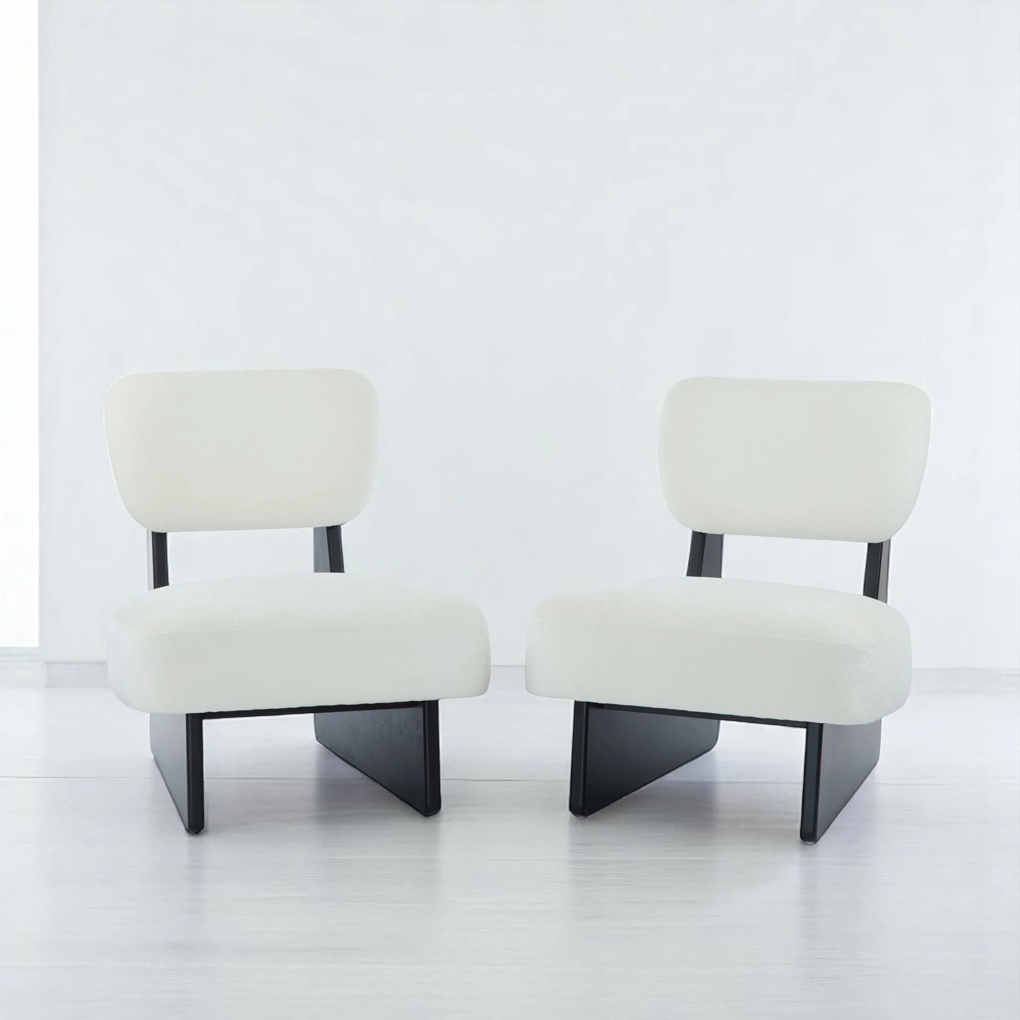 Set of 2 Accent Chair, Upholstered Lounge Chair with Wood Base, Ergonomic chair with Cushion for Living Room,Bedroom,or Office