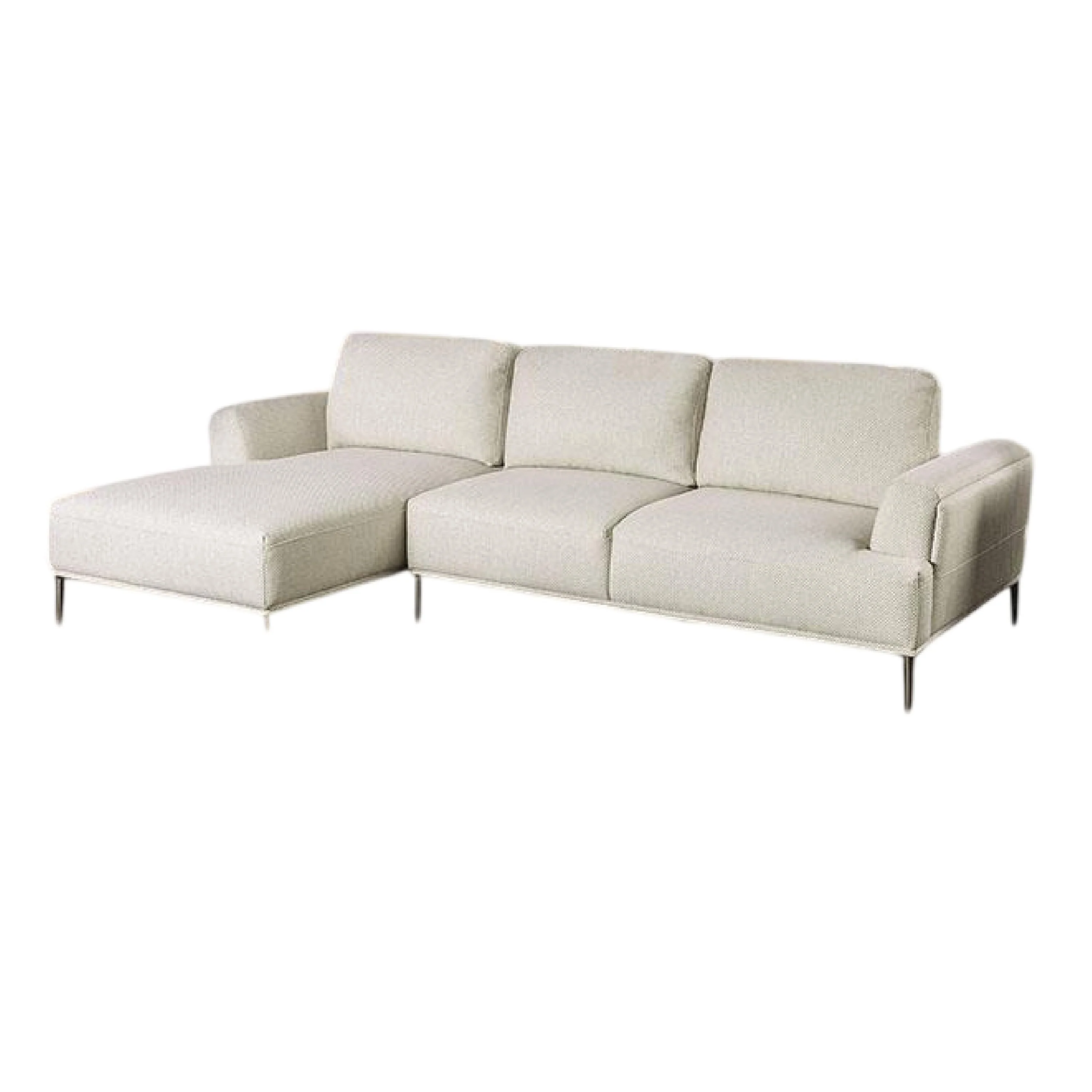 Batty Large L Shaped Sectional Chaise Sofa, Beige Chenille, Adjustable