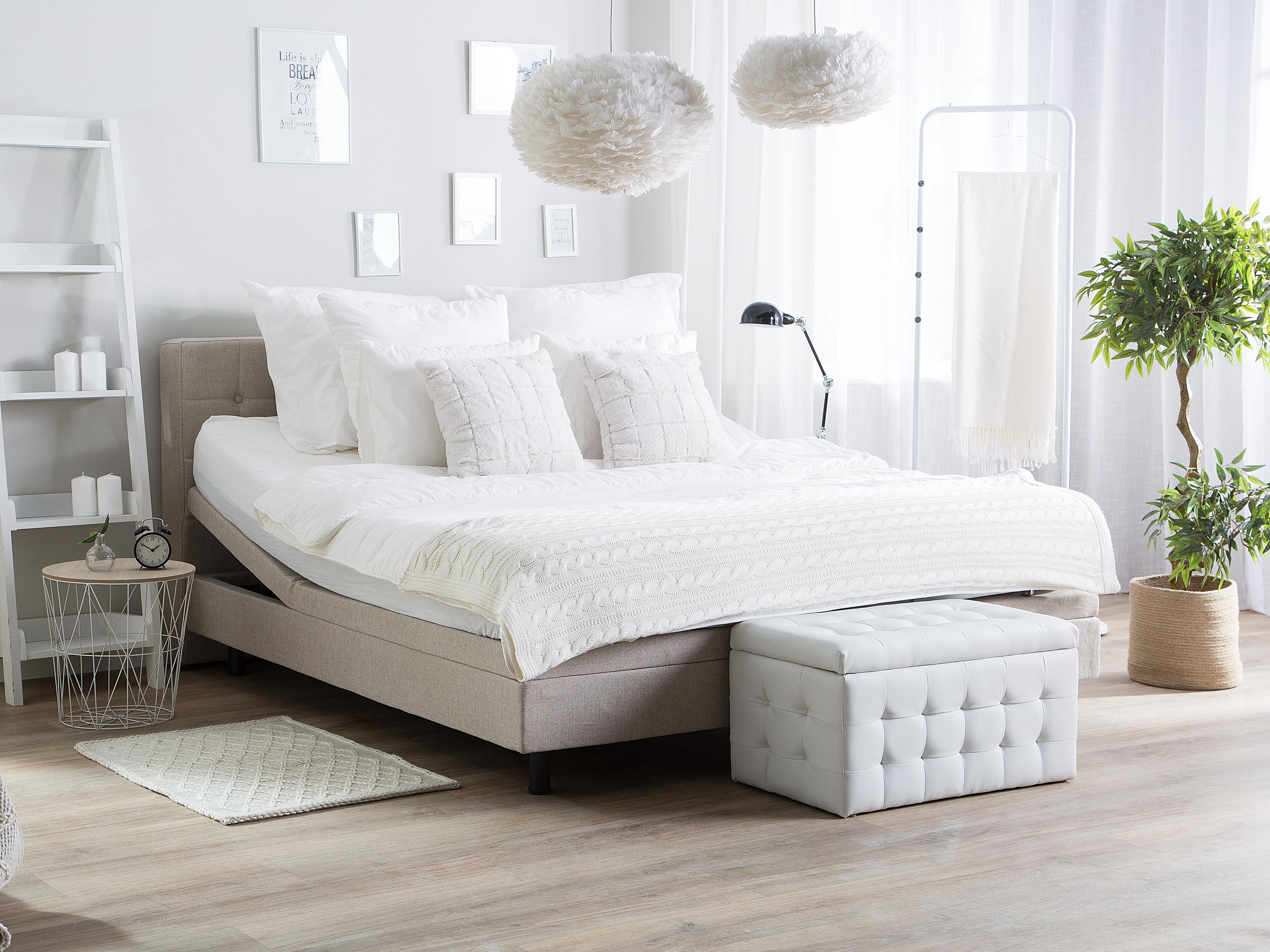Adjustable Bed Fabric DUKE 160 x 200 cm (EU King Size) Beige