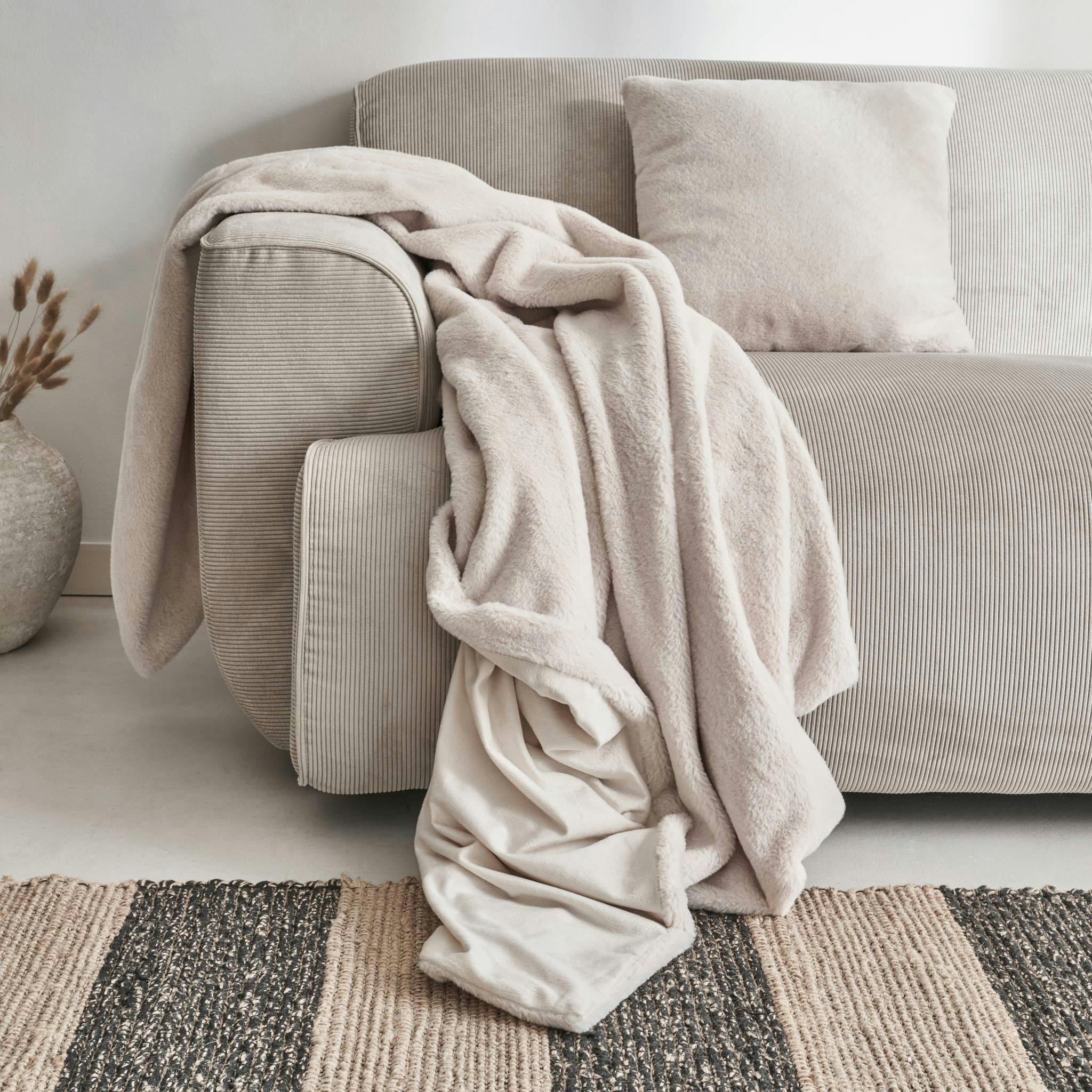 LAPONIE - Plaid fausse fourrure beige 130x160cm