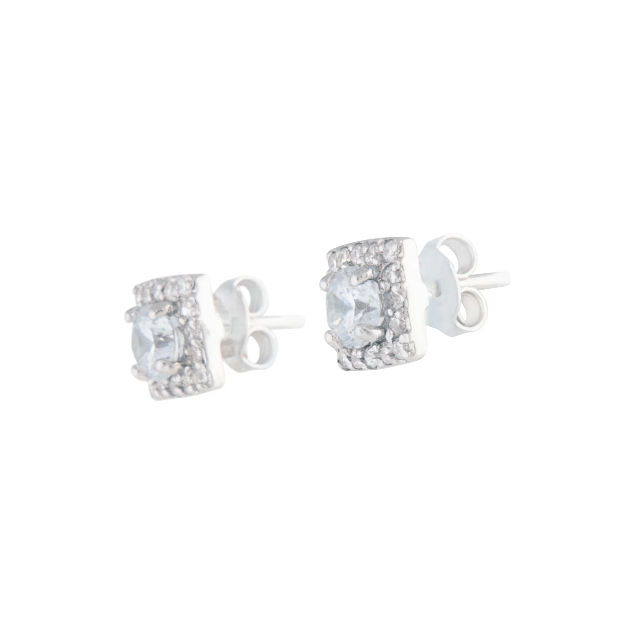 Sterling Silver Cubic Zirconia Square Stud