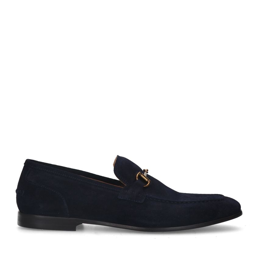 Manfield Blauwe suède loafers