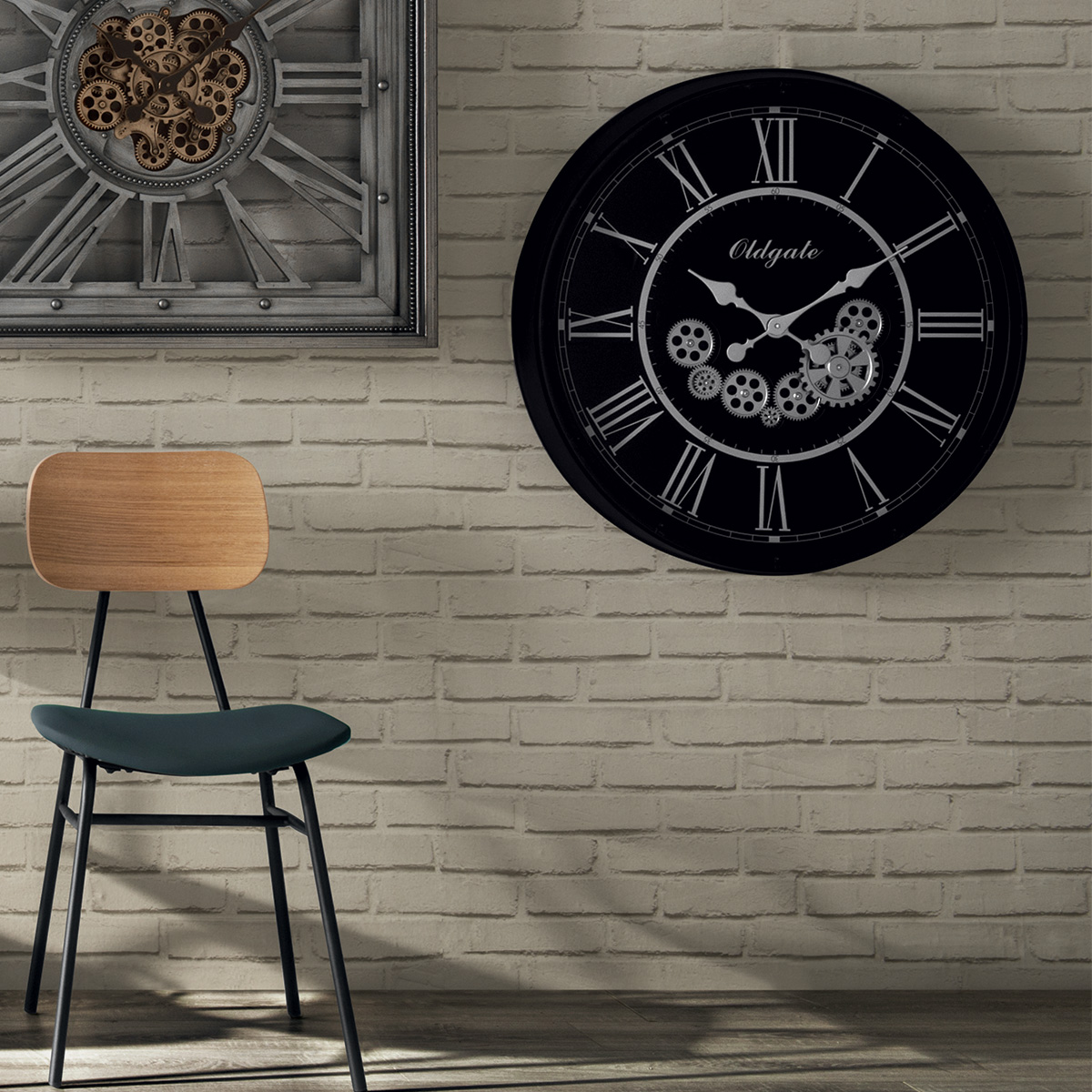 Clock"Loann" Black, D.76 cm