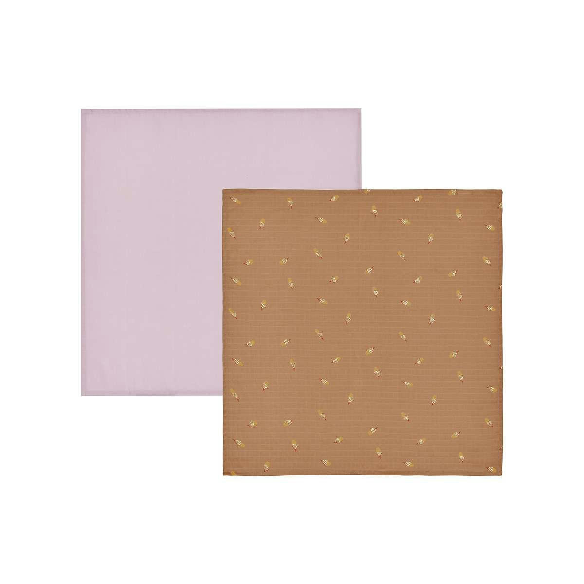 YUMMY - Lot de 2 serviettes rose en coton organique h70x70cm