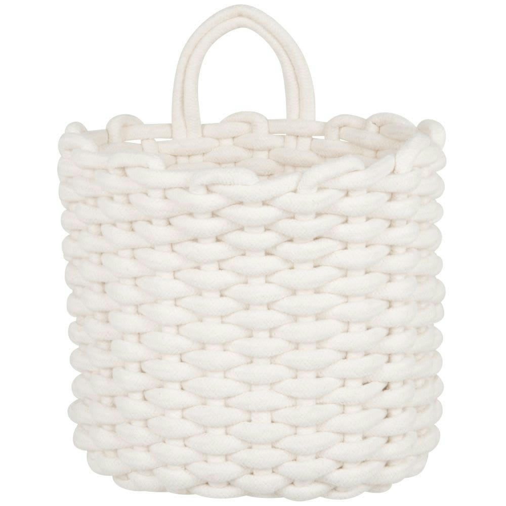 - Panier en maille de coton blanc