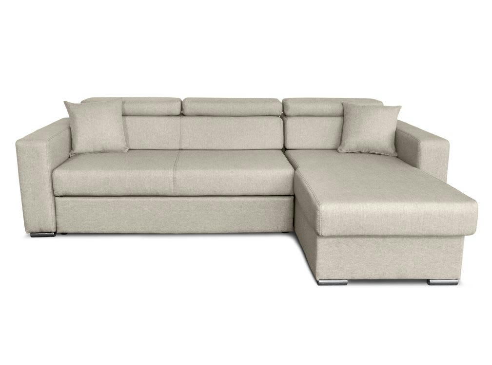 LESLIE - Canapé d'angle convertible et Réversible en Tissu - Beige