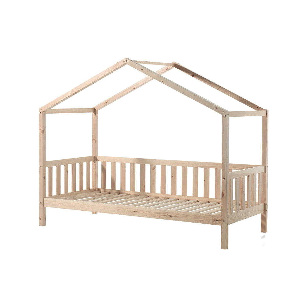 LIT - Lit cabane mh 90x200 sommier inclus naturel
