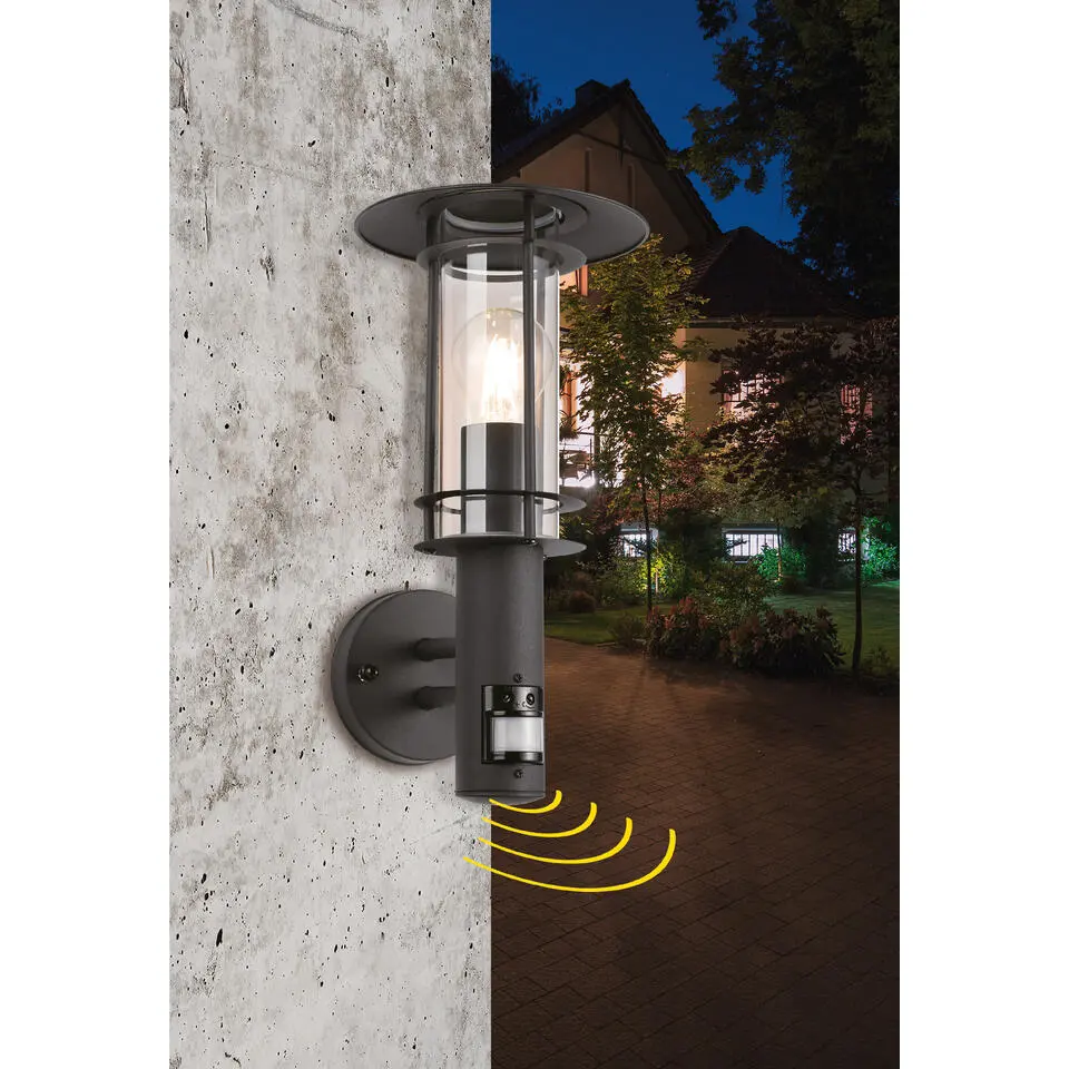 EGLOLisio 1Wandlamp - E27 - Sensor-RVS - Zwart