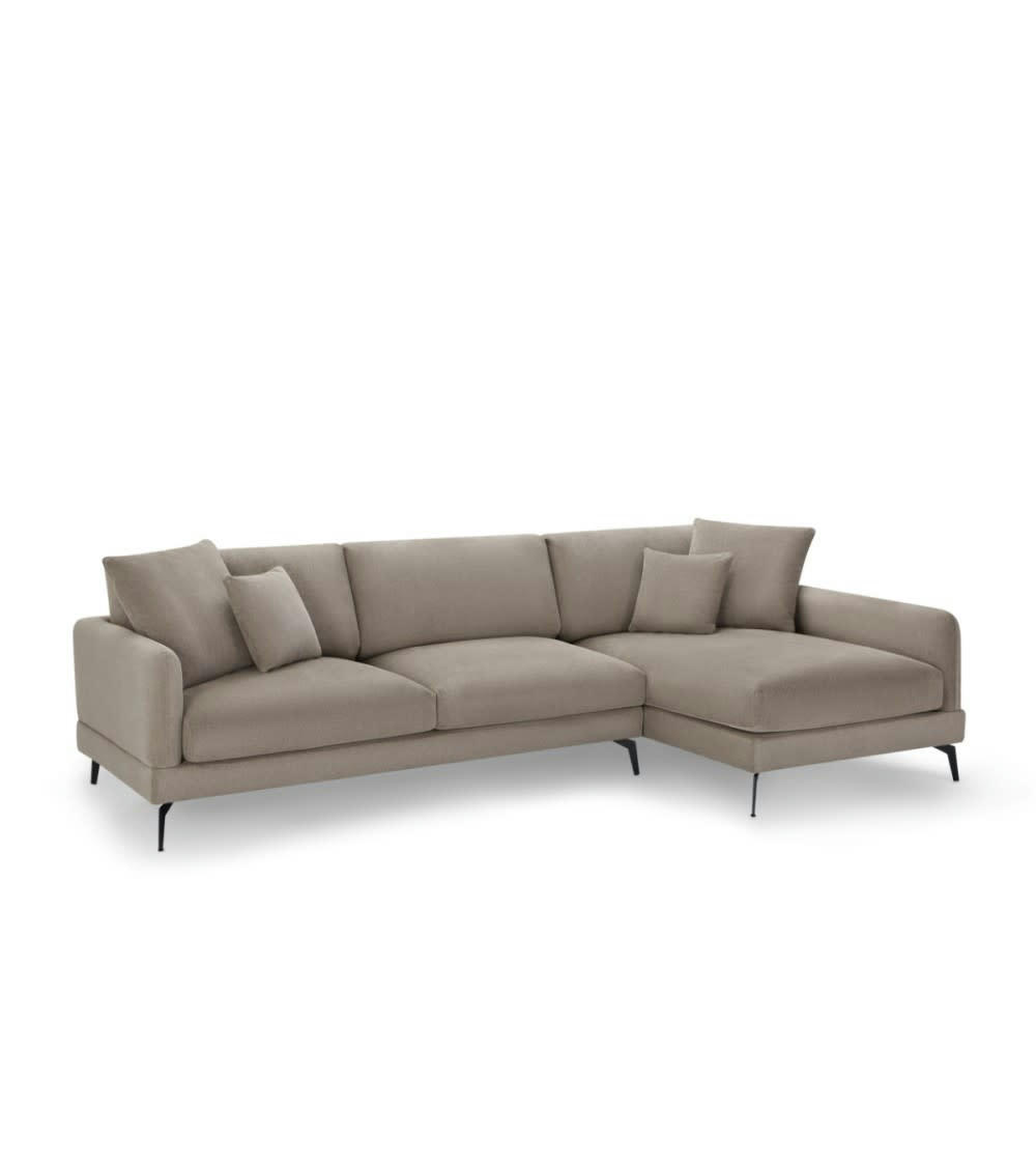 MAGGIE - Canapé d'angle 3 places en tissu beige