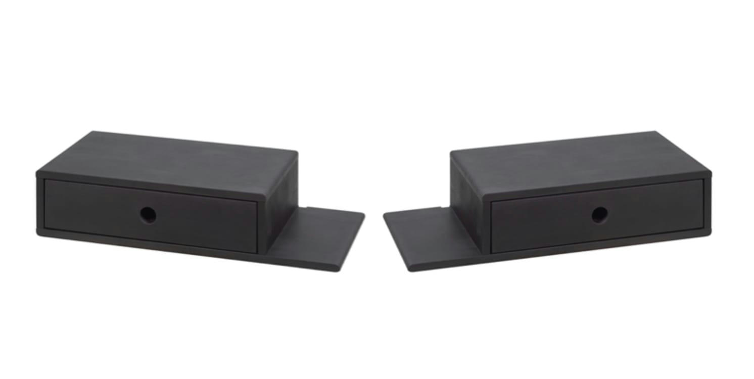 HOPE - Lot de 2 tables de chevet avec étagère sur le côté en bouleau noir