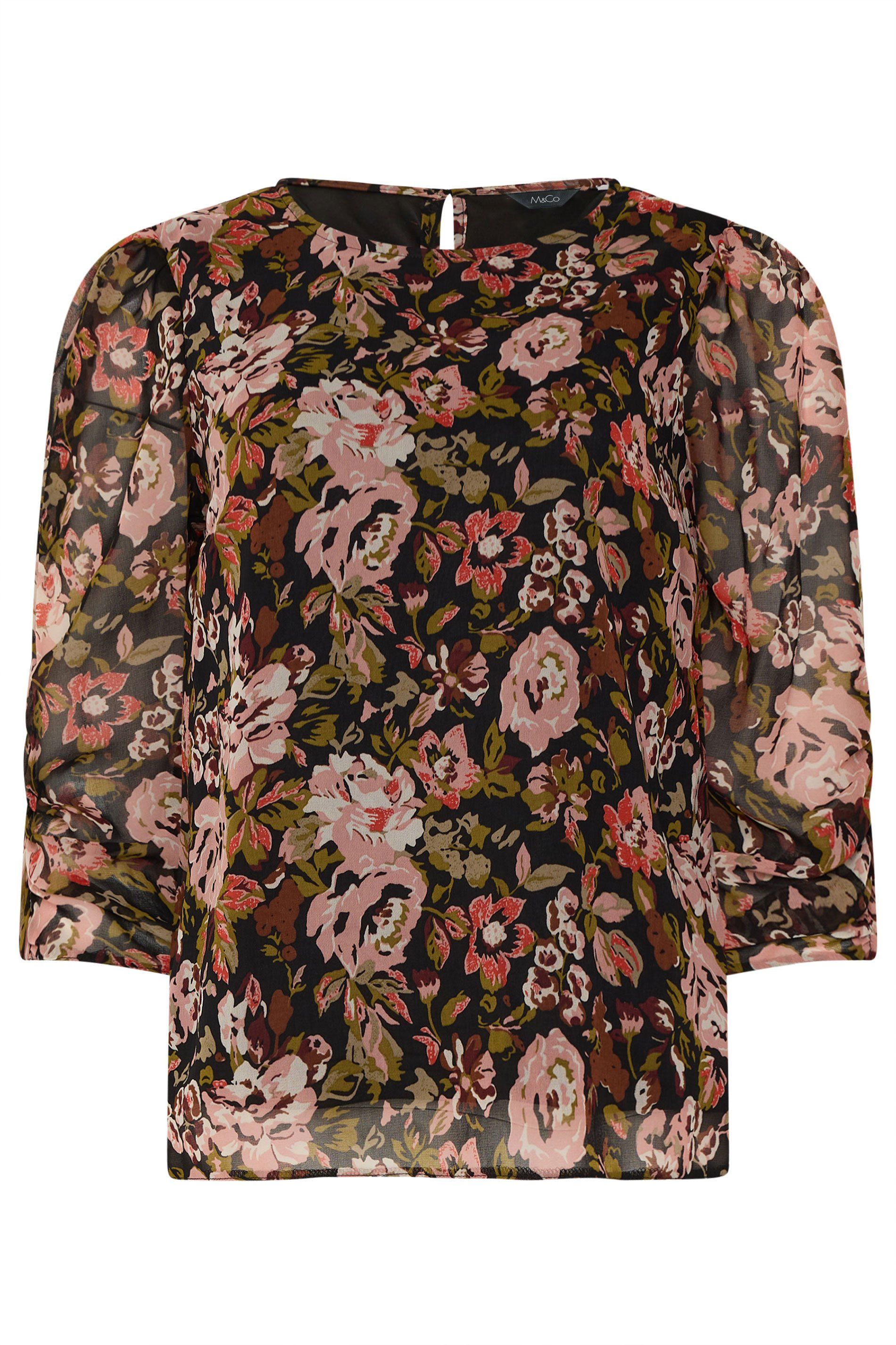 M&Co Printed Angel Sleeve Blouse