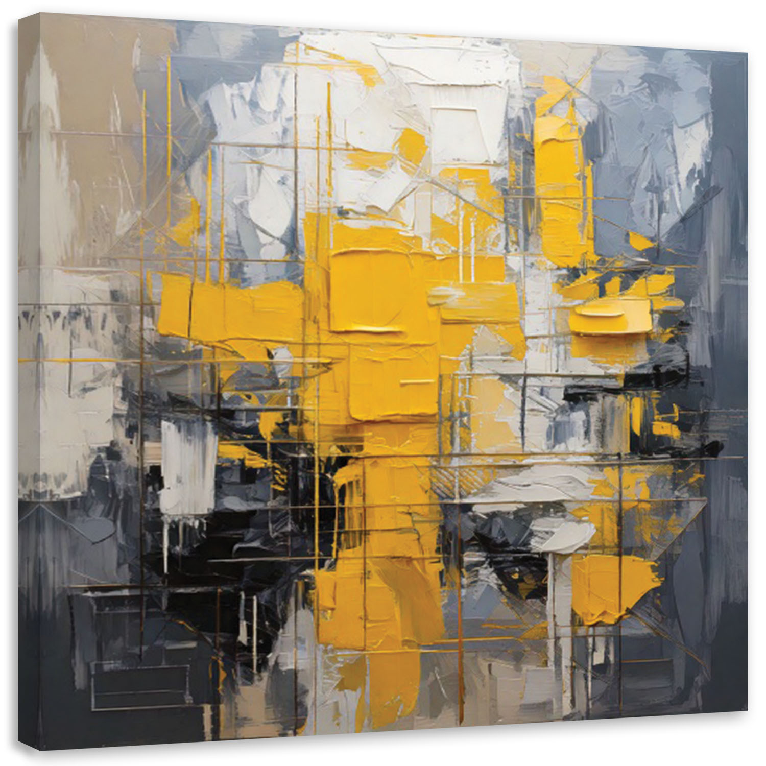 Feeby Obraz na płótnie, Abstrakcja Geometryczna Żółty Nowoczesna 30x30