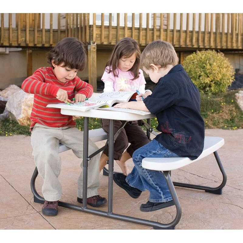 Apricot Kids Picnic Table, One Piece Outdoor Table, UV Protected, Easy to Clean, Stylish and Premium - 32.5D x 35.5W x 21.1H