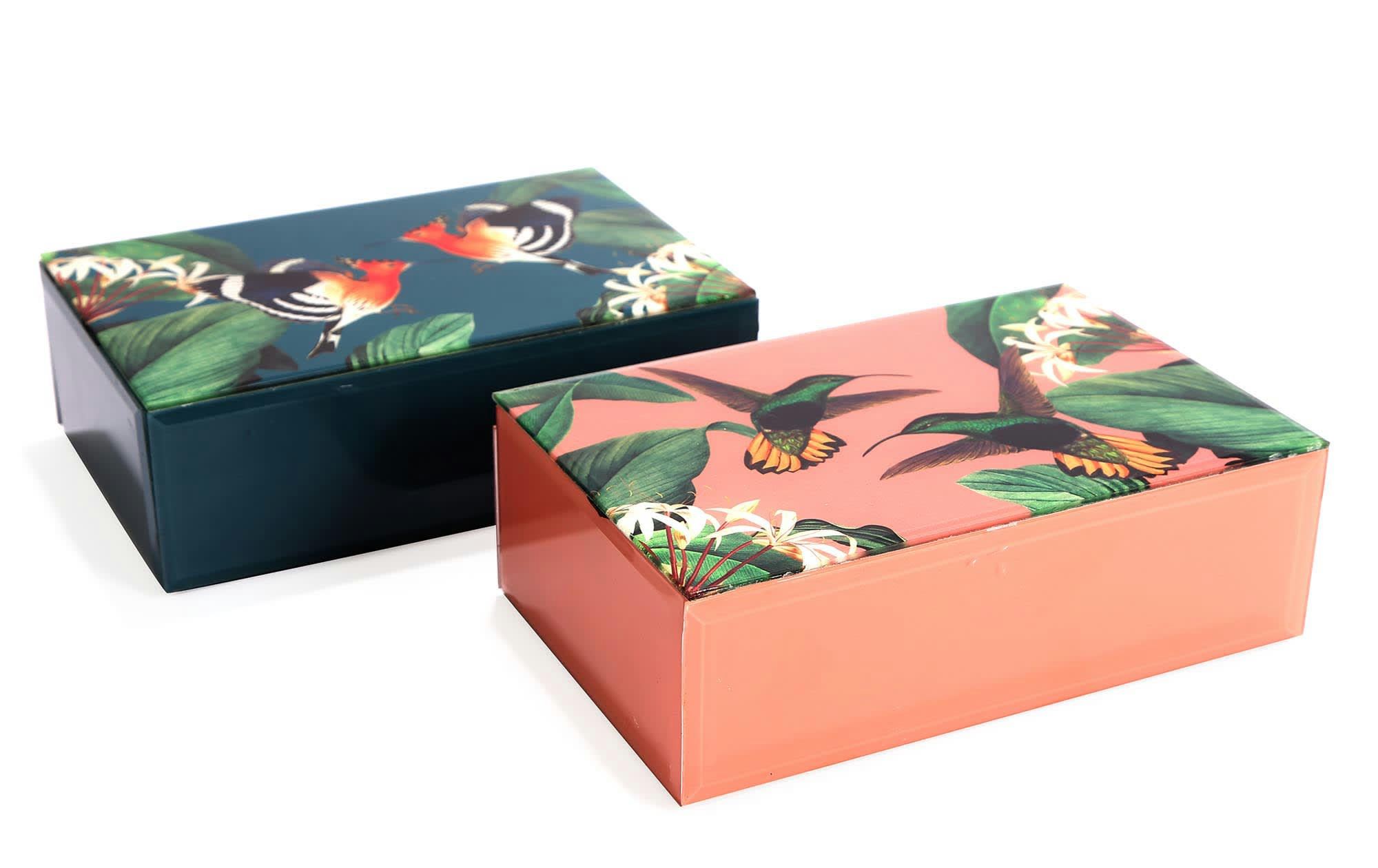 - Boite à bijoux oiseaux 20 x 13 x 6.5 cm rose