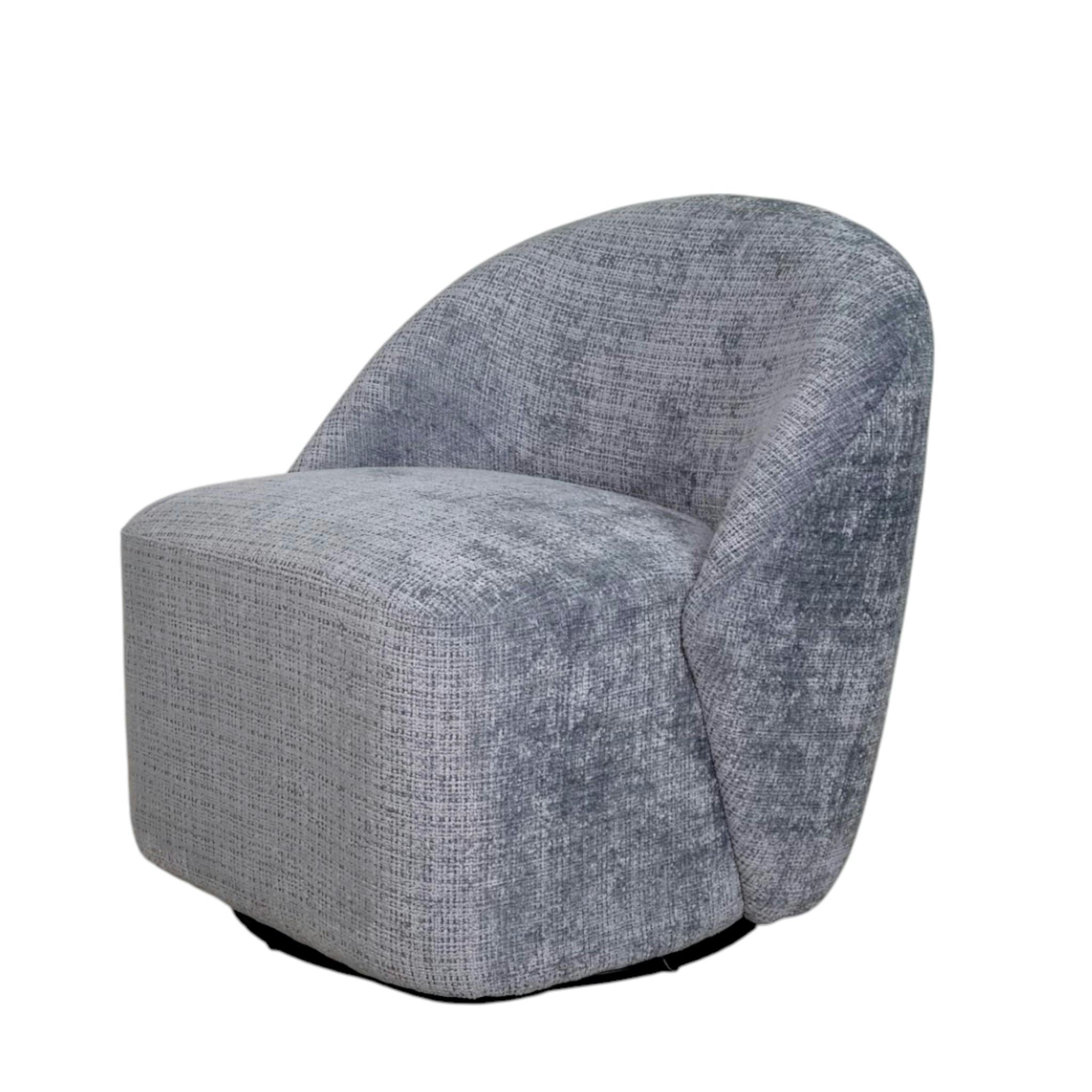 Fauteuil pivotant gris bleu dossier rond tissu texturé IENA