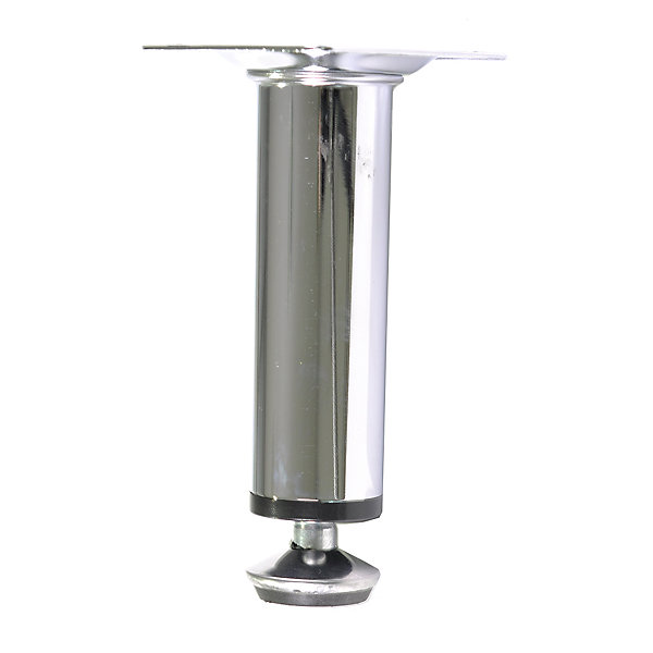 4 un. Pied de meuble rond en acier diamètre 30mm hauteur 100mm chromé avec régulateur de nivellement 15-25mm