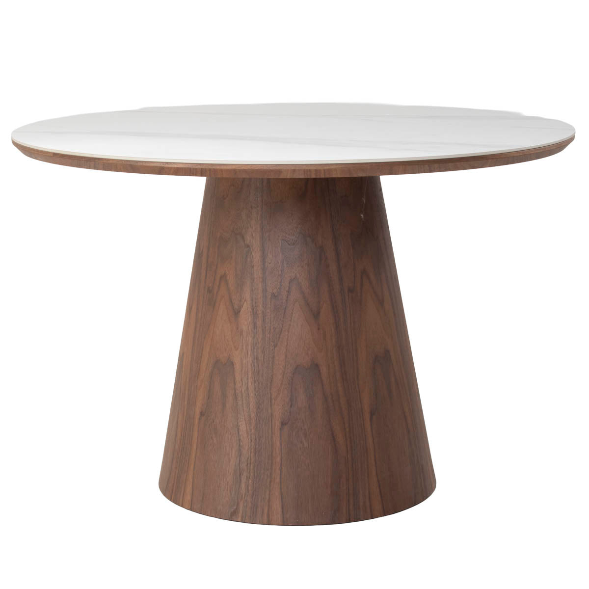 Giga Meubel Eettafel Alba - Wit Keramiek/Walnoot - Ø115x77cm
