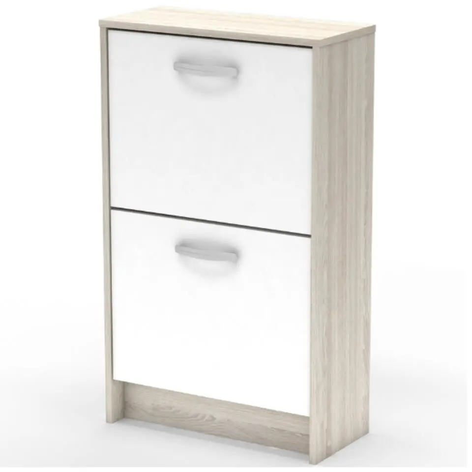 Schoenenkast Noni-2 opklapdeuren-Shannon eik/mat wit